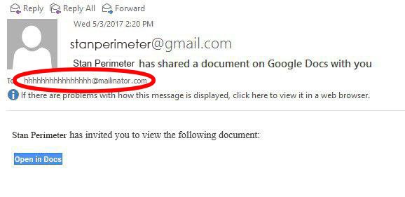 Google Docs Phishing Scam Example 2