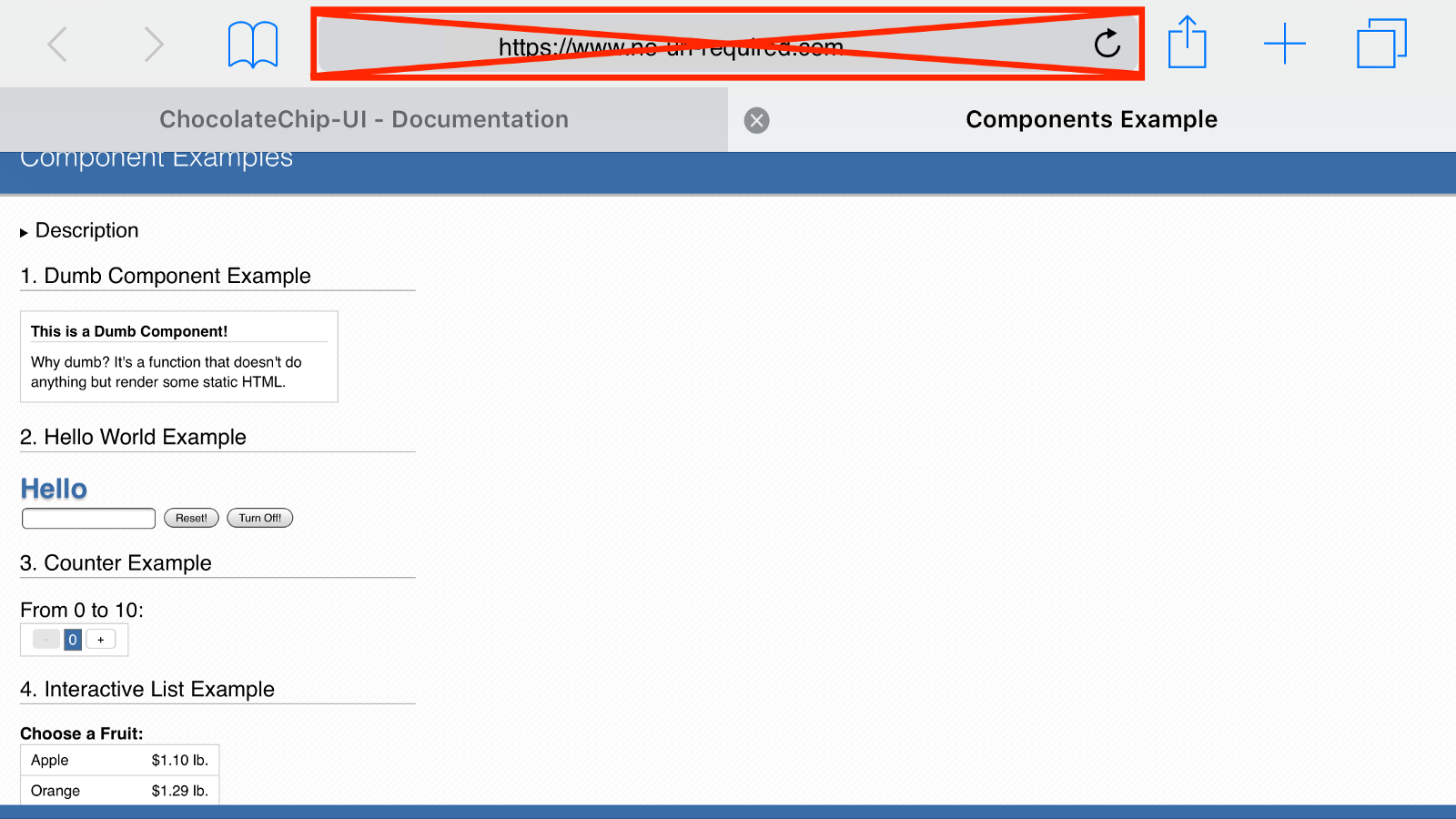 Routing without URLs in ChocolateChip-UI