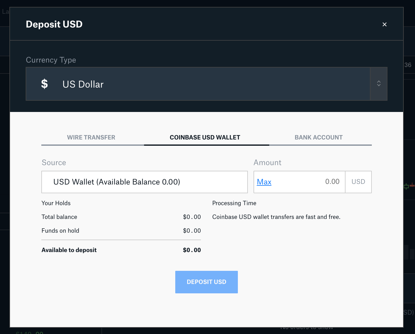 How to buy bitcoin with usd wallet on coinbase