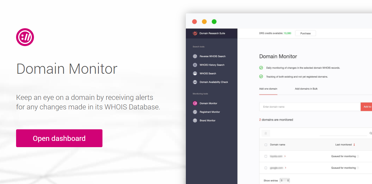 Domain Research Suite, Search & Monitor Tools