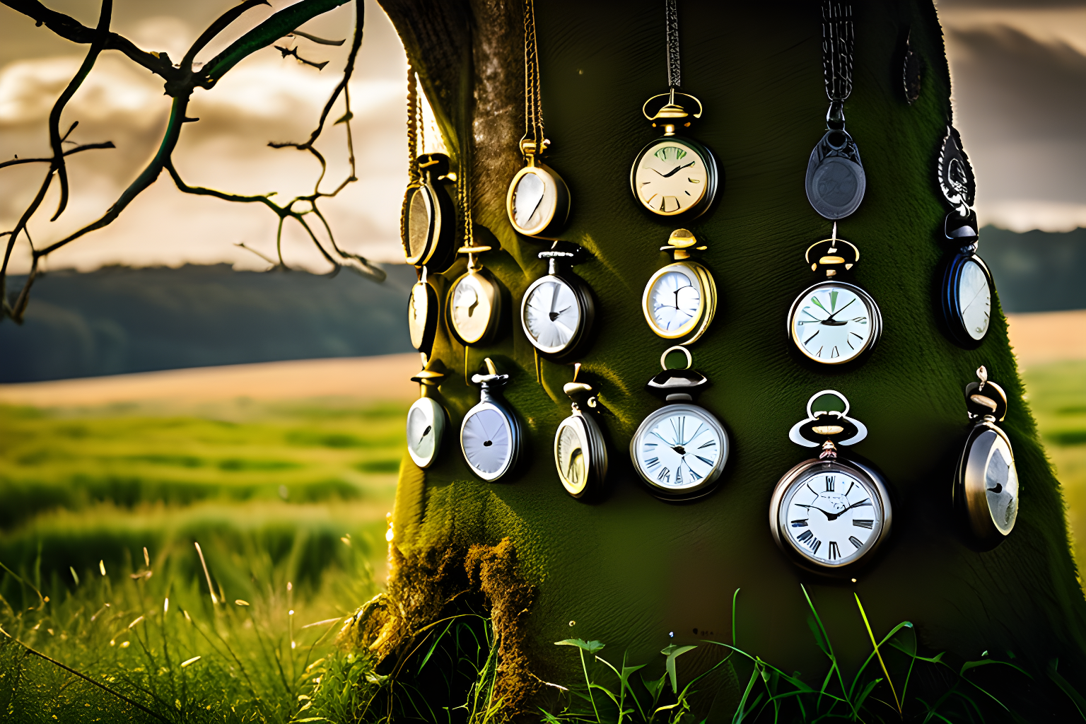 Black color watch on the green leaves wallpaper behind the green grass  sprouts in greenish background Stock Photo - Alamy